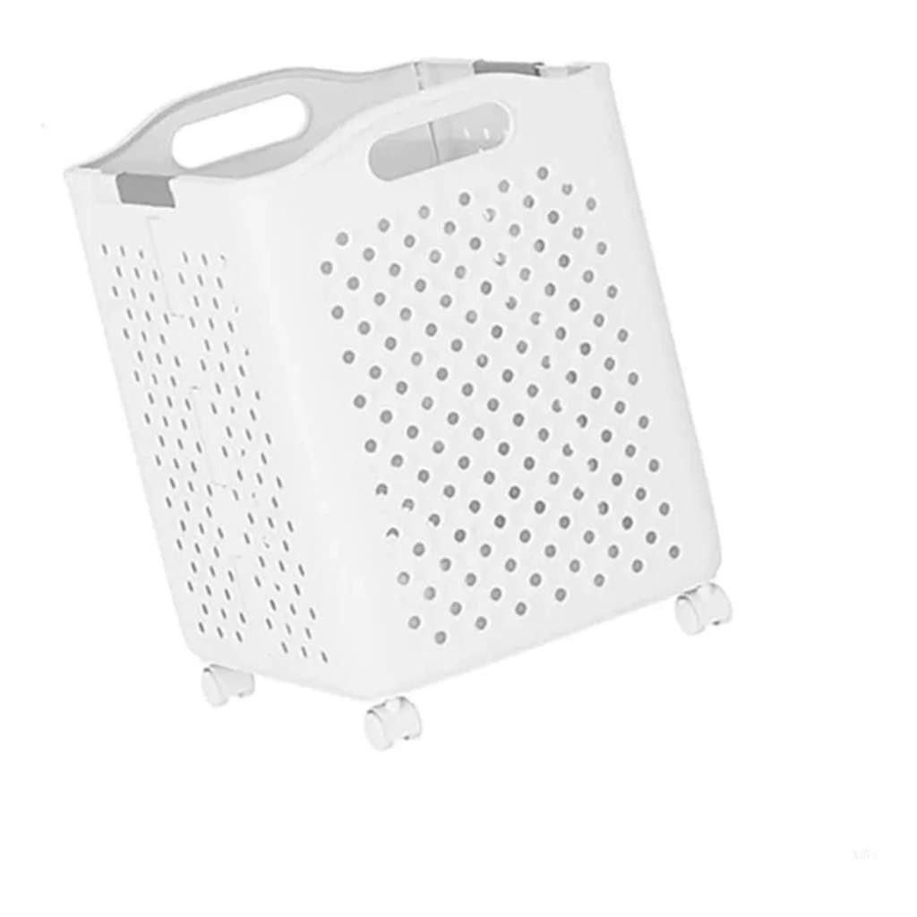 Cesto De Roupa Dobravel 57 Litros Caixa Com Rodinhas Orga...