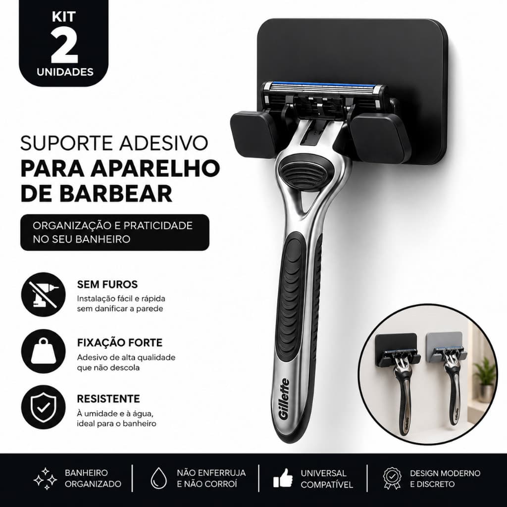 Adesivo para Suporte de Barbeador Gillette e Lâmina de Barbear 3m