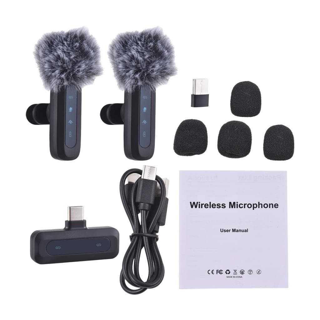 Sistema de microfone de lapela sem fio Aumotop Crystal Clear Dual para telefones Computadores Câmeras Plug and Play