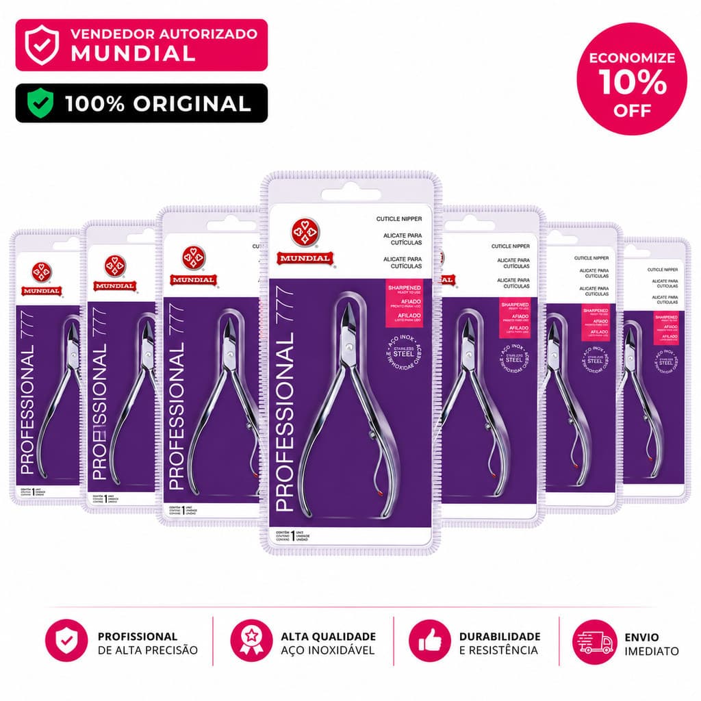 Kit 7 Alicates Mundial 777 Professional Premium – Manicure Profissional Original