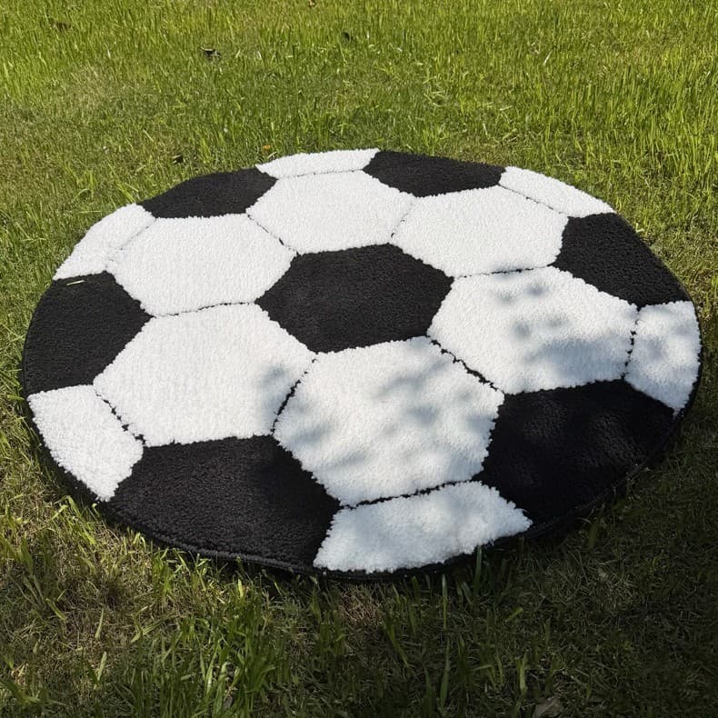 [Novo produto] Tapete redondo com tema de futebol, quarto infantil, sala de estar, tapete flocado, tapete doméstico, cab