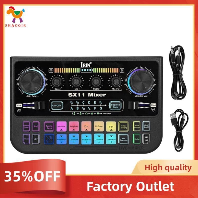 Placa De Som Ao Vivo Do Mixer De Áudio SX11 Com Tela LED Equalizador De 3 Segmentos Interface TRRS De 3.5 Mm Para Dj