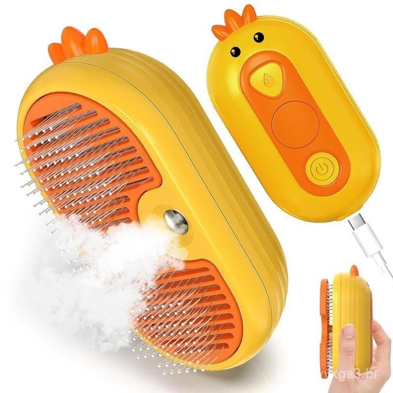 Escova a Vapor 3 em 1 PET Melhorada da Petterm, Pente para Remoção de Pelos com Botão de Liberação, Spray Fino Antiestát