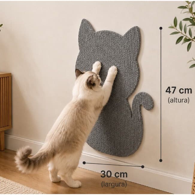 Arranhador Adesivo Design Gato em Carpete Premium - Protetor Móveis Parede e Escalada