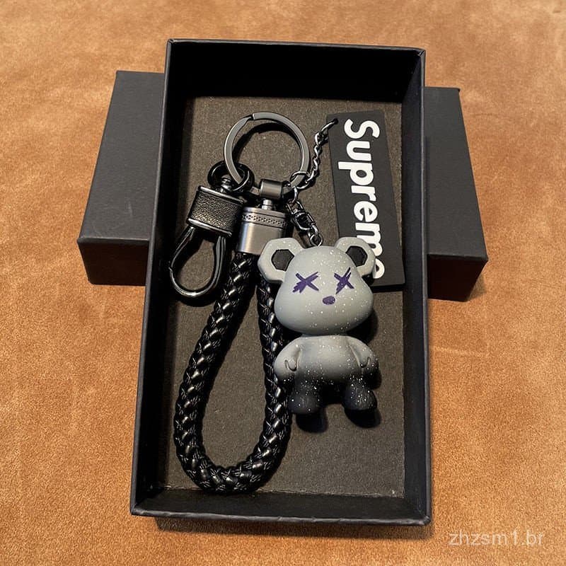 Chaveiro de Urso em Gradiente de Desenho Animado para Homens e Mulheres, Figura Tridimensional para Casais, Pingente par