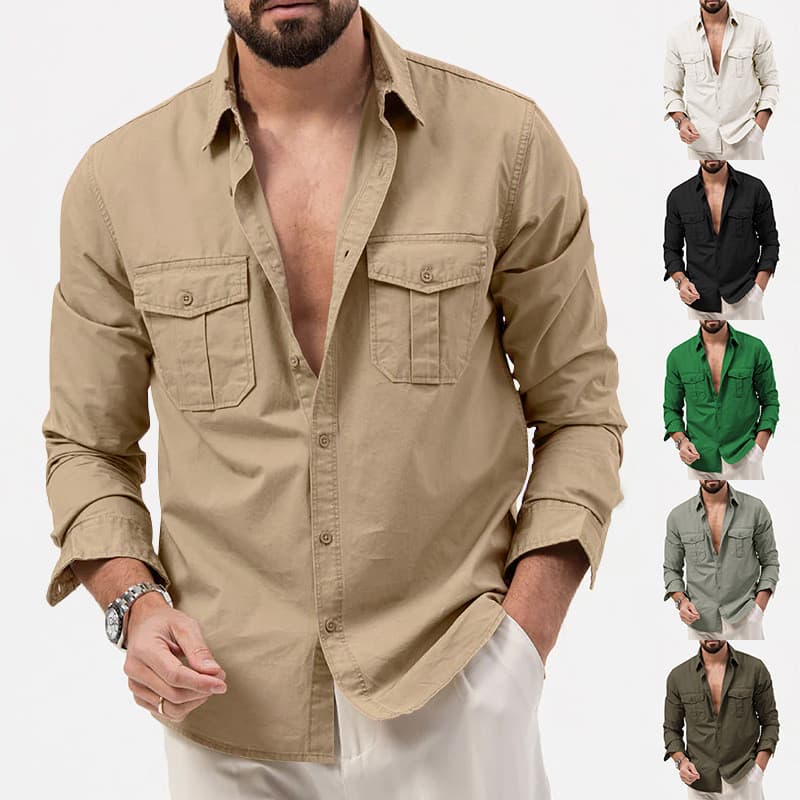 Camisa de Manga Longa Nova de Outono 2026, Camisa Masculina de Comércio Exterior Europeu e Americano, Camisa Masculina c