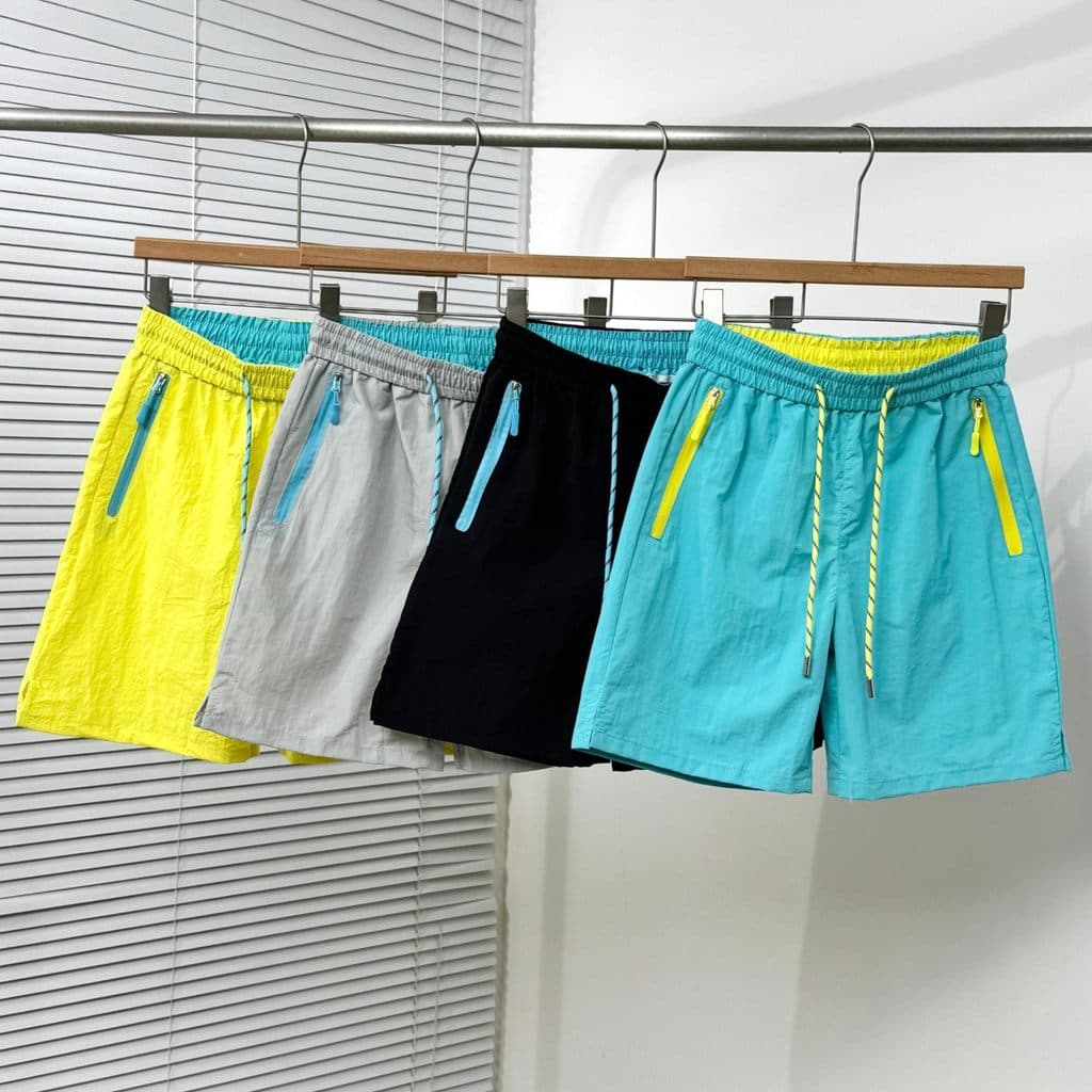 Shorts de verão ao ar livre, estilo montanha, funcionais, com blocos de cor, zíper, secagem rápida, unissex, cintura elá