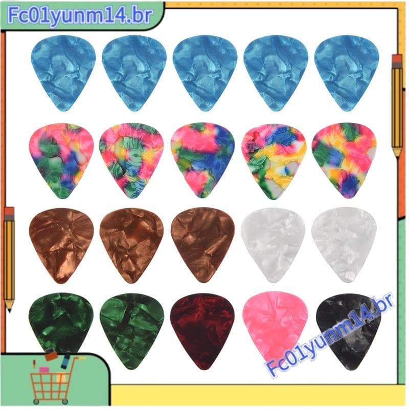 20 Peças Palhetas De Guitarra Finas De Celulóide Coloridas 0.46 Mm/0.71 Cor Aleatória