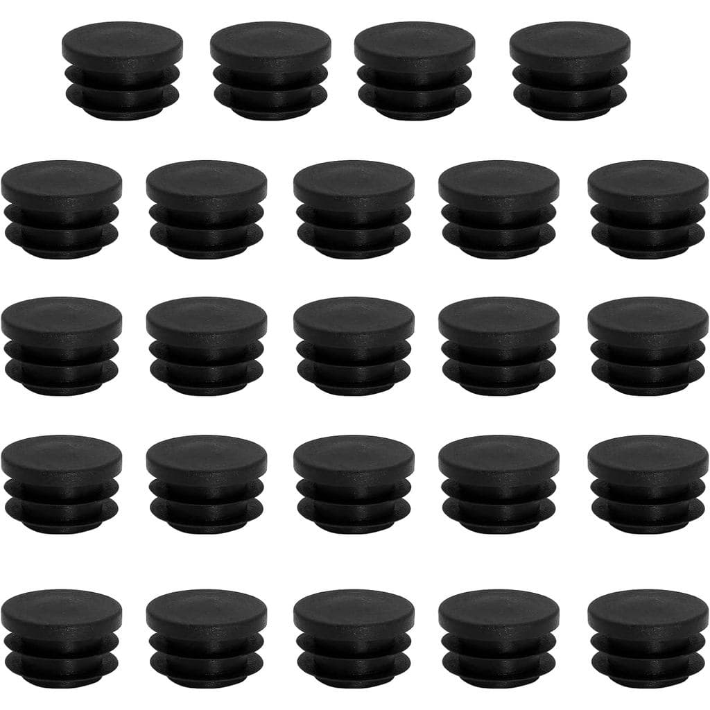 Pacote com 24 Tampões Redondos de Plástico Preto, 1 Polegada (25mm de Diâmetro Externo), Tampas Redondas de Plástico par
