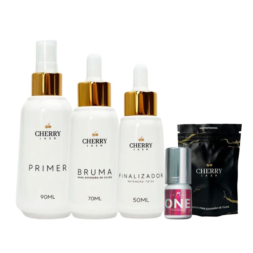 Kit Retenção Total e Cola One Cherry Lash Extensão de Cílios
