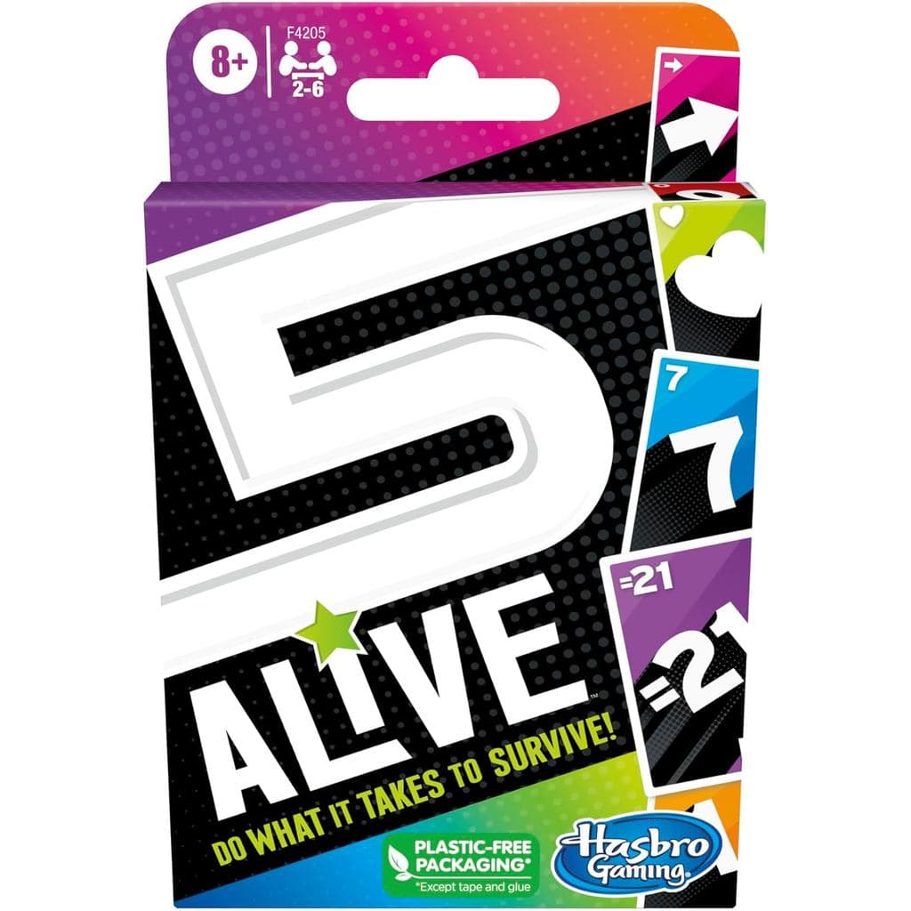 Jogo de Cartas Hasbro Gaming 5 Alive, Jogo Dinâmico para Crianças e Famílias, Fácil de Aprender, Para 2 a 6 Jogadores, A