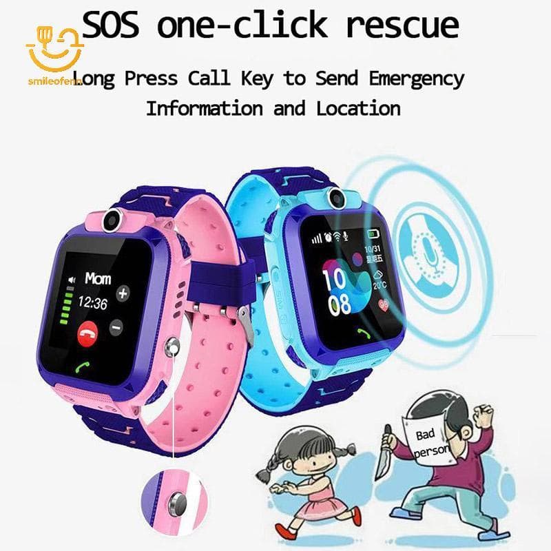 smileofenn Q12 Relógio Inteligente Para Crianças SOS , Smartwatch Com Cartão Sim , Foto , À Prova D'água , Ip67 , Presen