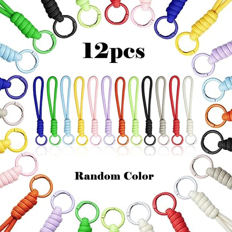12 Unidades De Chaveiro Paracord Colorido | Chaveiros De Corda Trançada Amuletos De Bolsa Cordas De Cores Aleatórias Par