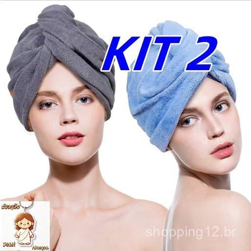 2 Unidade Toalha Grossa Mágica Para Cabelo Secar Rápido Touca Banho Microfibras  Várias Cores Casa Promoção