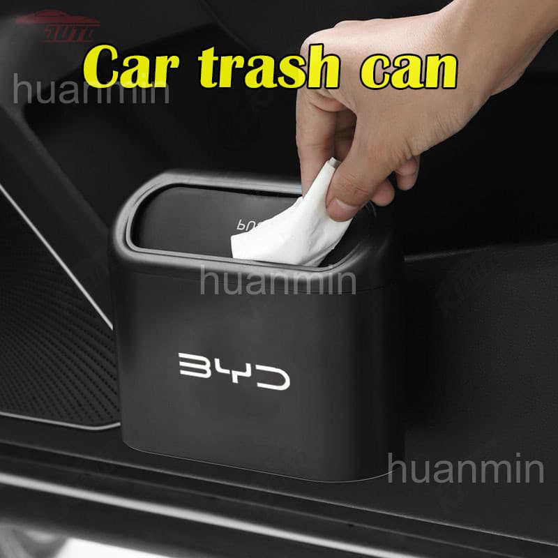 Lixeira Portátil para Carro com Tampa, Impermeável, Universal, em ABS, com Tampa de Pressão, para BYD Atto 3, Seal, Dolp