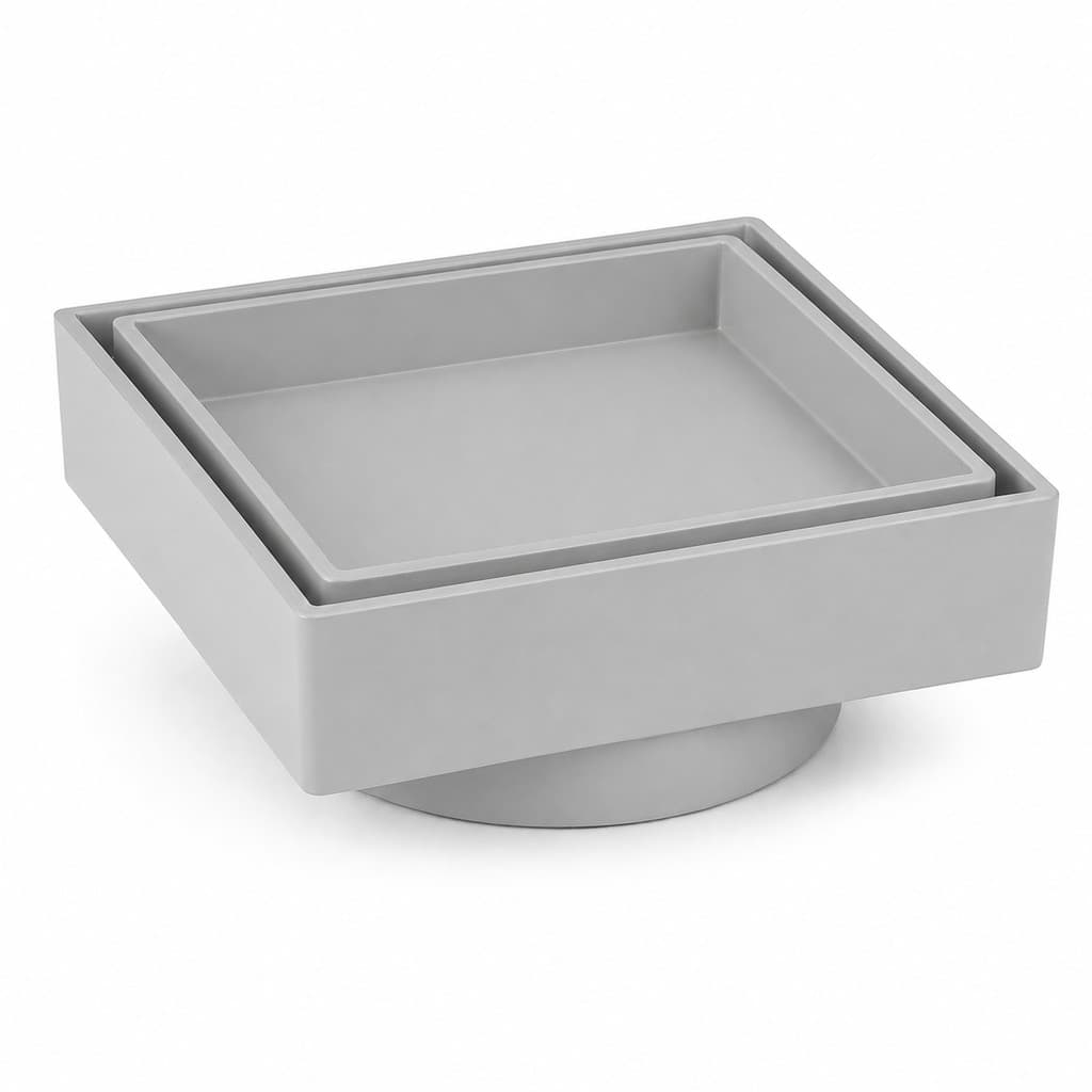 Ralo Invisível Oculto Quadrado Banheiro 12cm Anti Inseto Cinza