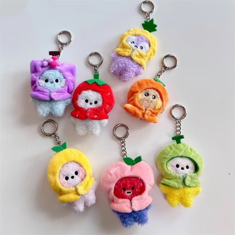 Brinquedo de pelúcia mini RJ Chimmy de música pop coreana, tamanho pequeno, com roupas removíveis, acompanha um chaveiro