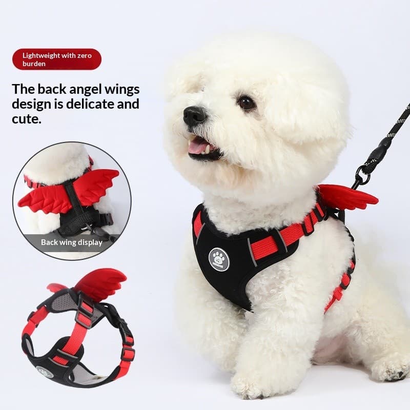 Coleira Para Animais De Estimação Com Asa De Cachorro Cães Pequenos , Arnês E Trela Estilo Colete Anti-Choque De Pelúcia