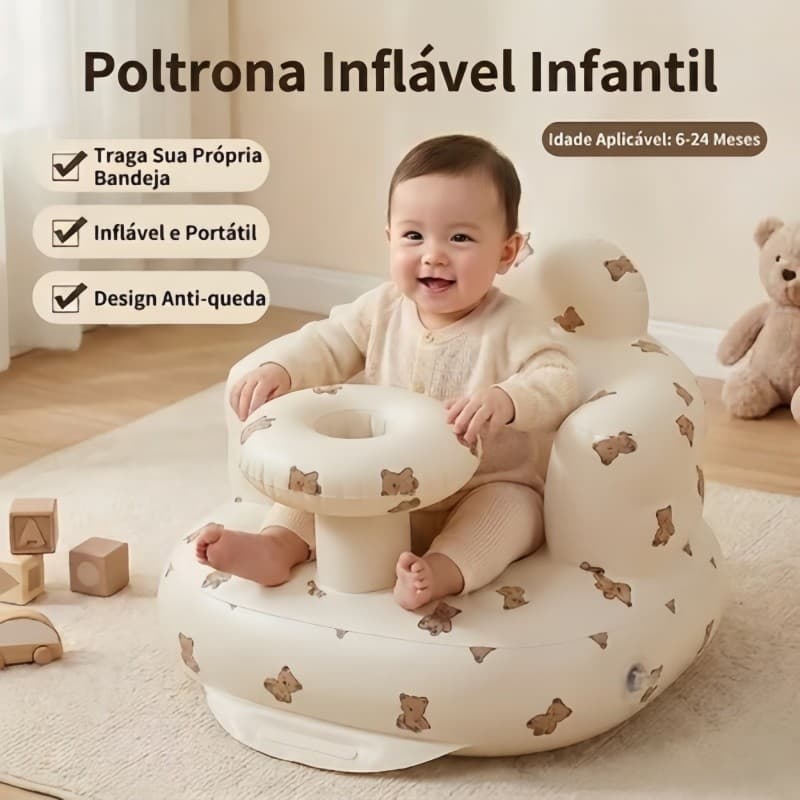Sofá Infantil Inflável Pressione o Assento Inflável Para Bebê De 3 A 36 Meses+Bandeja 3 Estilos Presentes de Natal