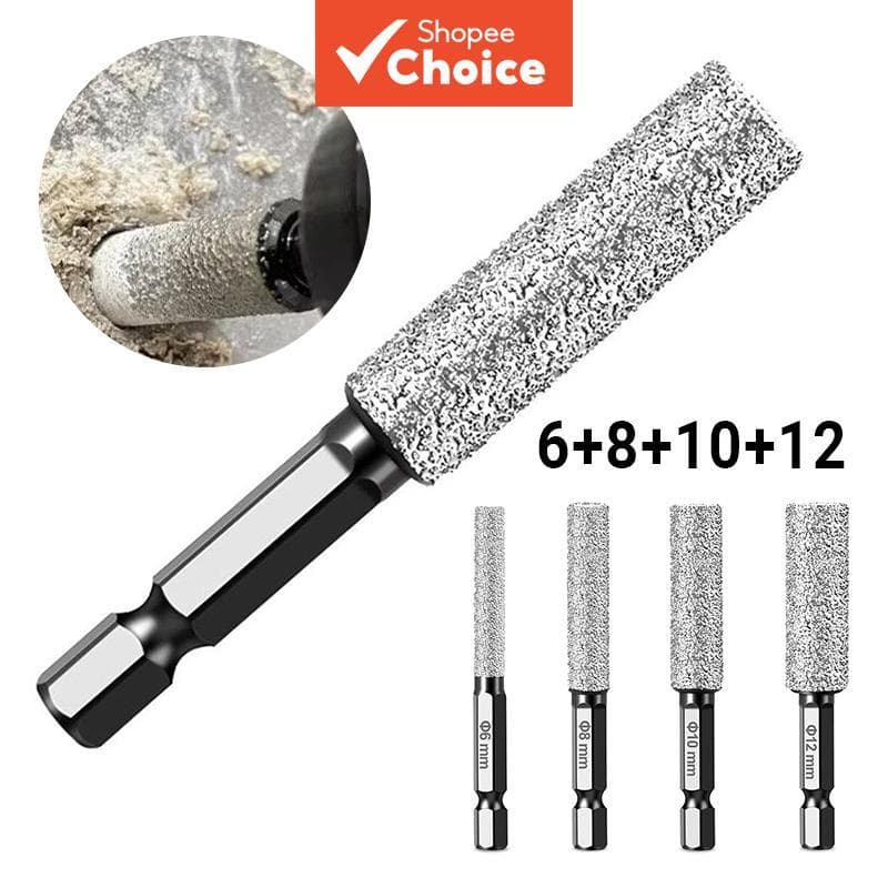 Um Conjunto De Brocas De Diamante Seco Com Haste Hexagonal , 4 Peças 6/8/10/12mm Para Perfuração De Cerâmica E Granito D