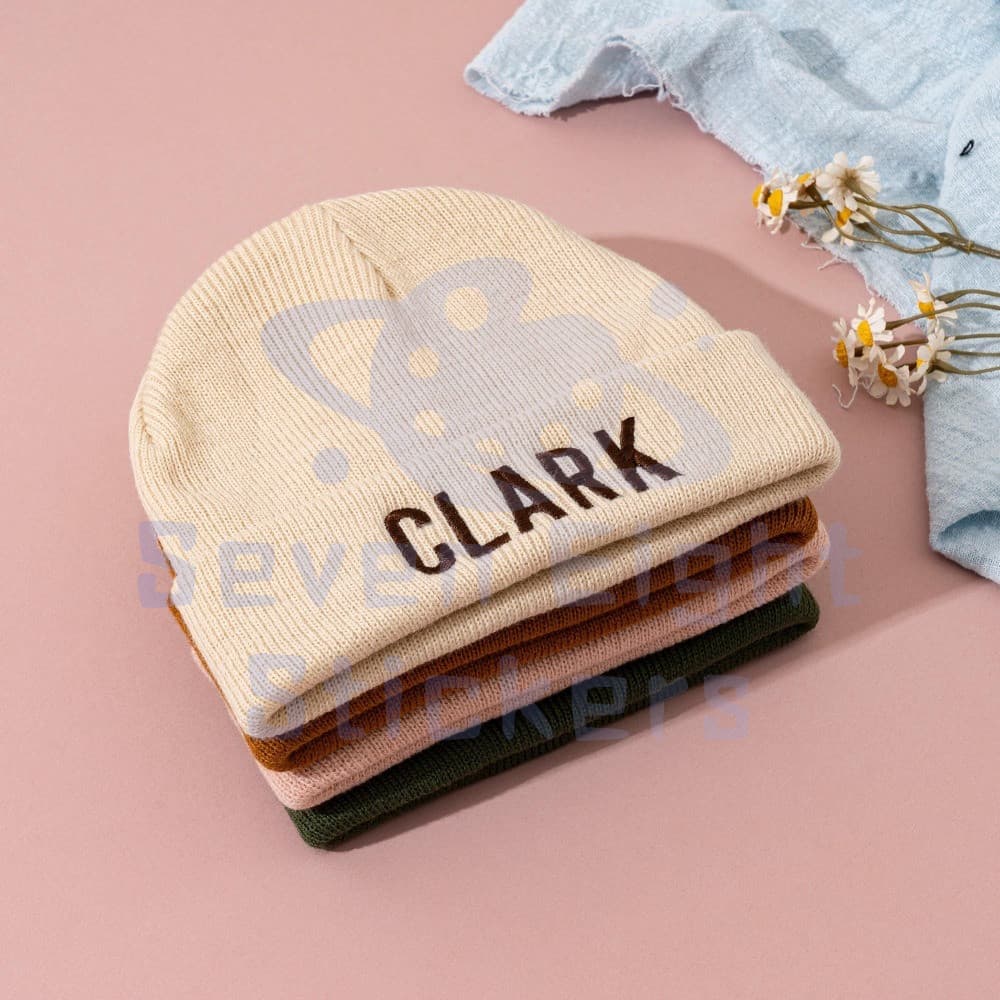 Chapéu De Malha Com Nome Bordado Personalizado | Combinação De Letras Personalizadas Quente De Inverno Infantil Presente