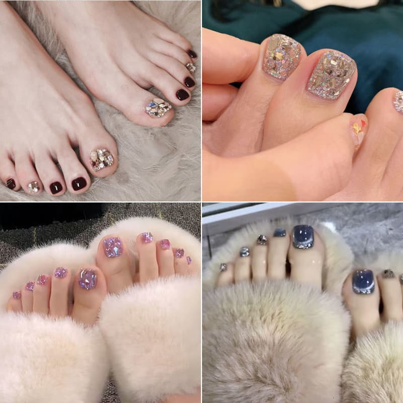 Adesivos para unhas dos pés com efeito iluminador de verão, adesivos para unhas dos pés, unhas postiças, arte de unhas f