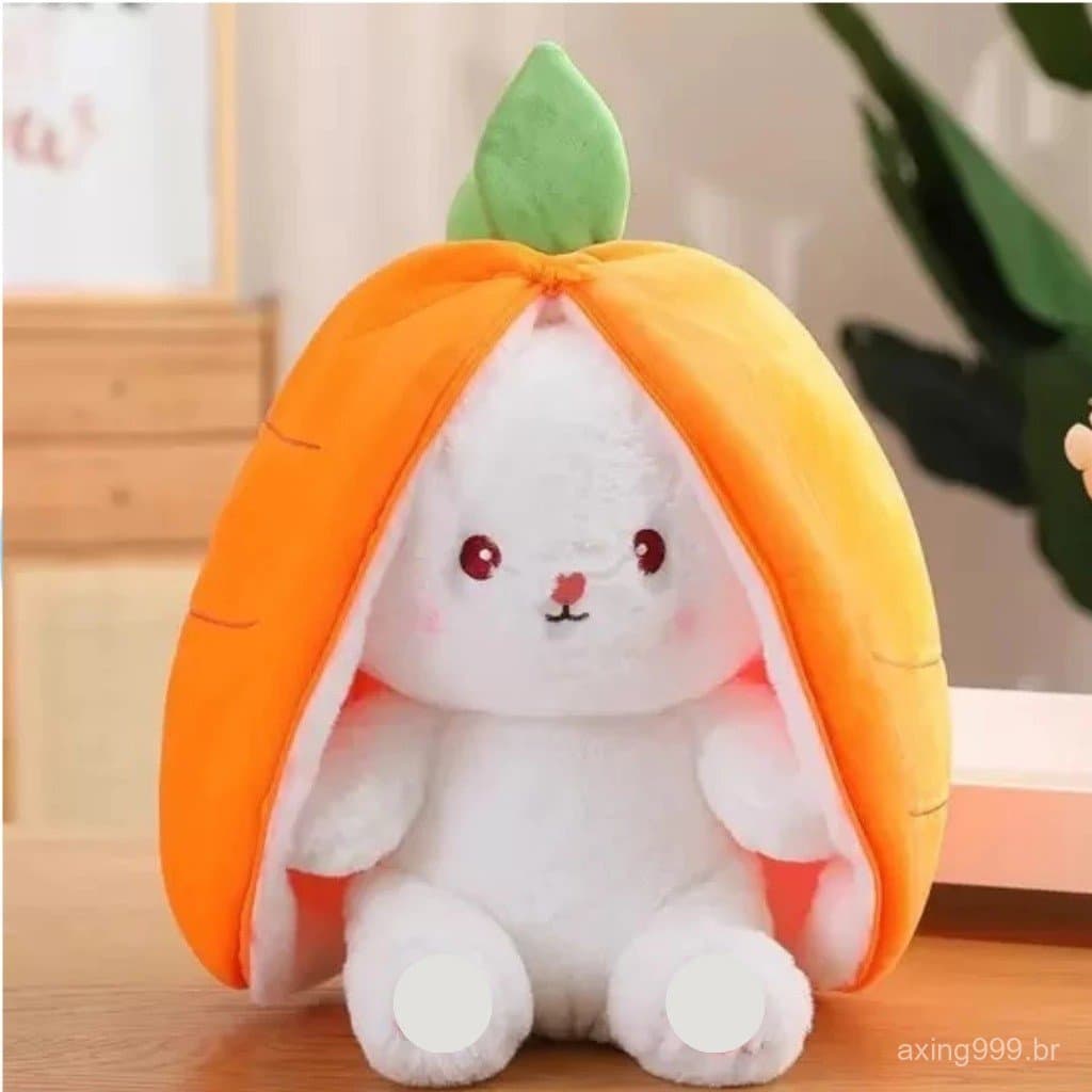Coelho de Pelúcia Chaveirinho Presente Páscoa Cenoura Morango Decoração Fofo Brinquedo