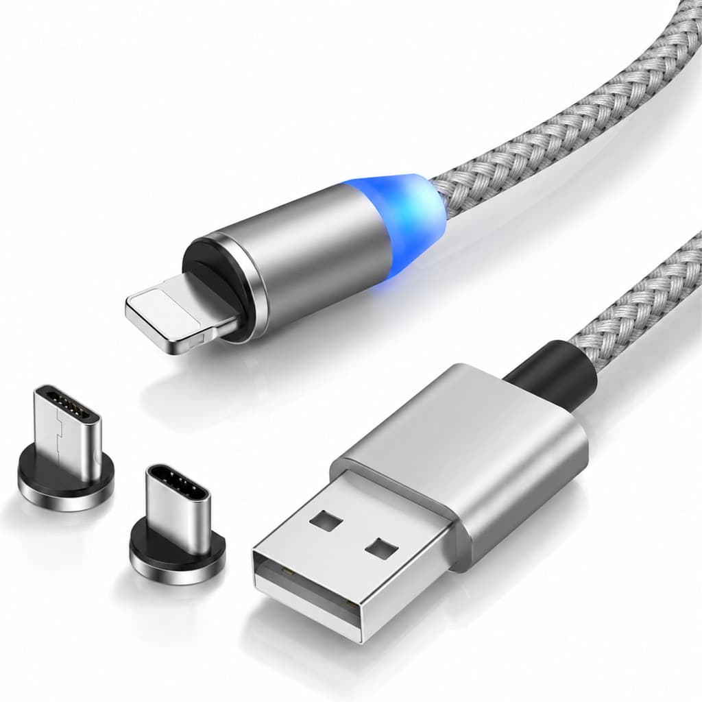 Cabo USB Magnético Para Celular Qualquer Entrada 3 Em 1 Universal Vem Testado