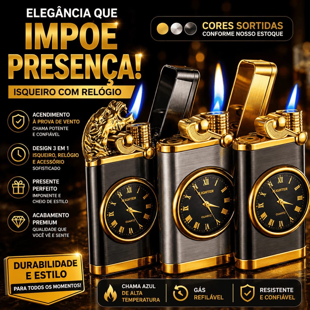 Isqueiro Maçarico Relógio Dragão Recarregável Sem Gás Estilo Vintage Dupla Chama Luxo Presente Criativo Exclusivo Top