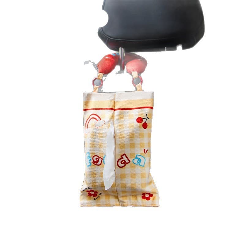 Bolsa de lenços de papel suspensa para carro, bolsa de armazenamento de lenços de papel para pendurar no banco do carro,