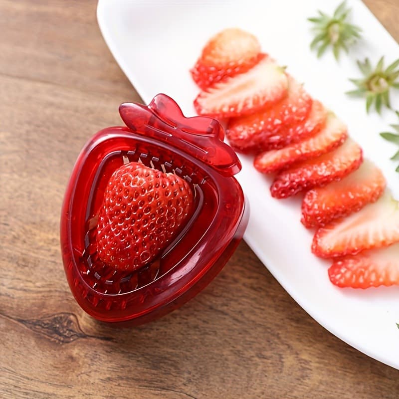 Cortador Manual de Morangos em Aço Inoxidável, Cortador de Frutas para Uso Doméstico, Divisor de Cerejas e Maçãs, Ferram