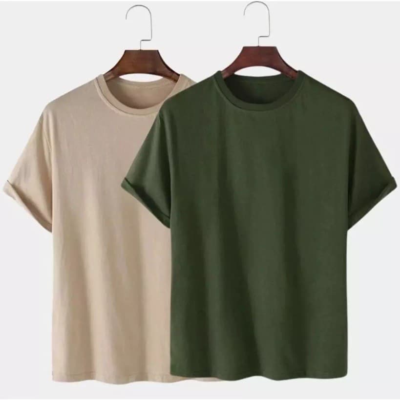 Kit 2 Camisetas Básicas Masculina 100% Algodão Cores Tendência Reforço Ombro a Ombro - Camiseta Masculina Moda Casual
