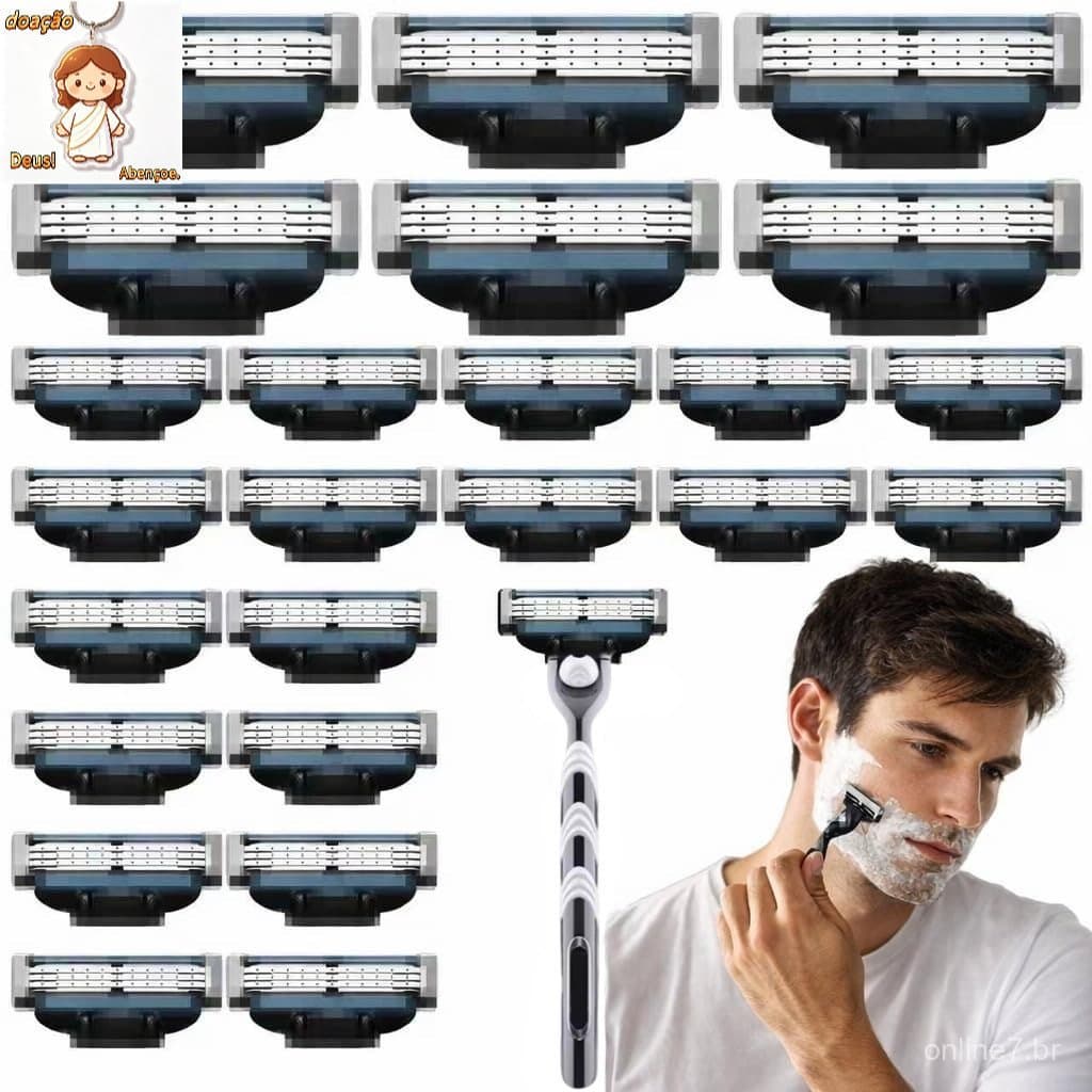 Kit 16/8/4 Máquina de Barbear Manual Masculina Mach 3 para Barbear e Remoção de Pelos