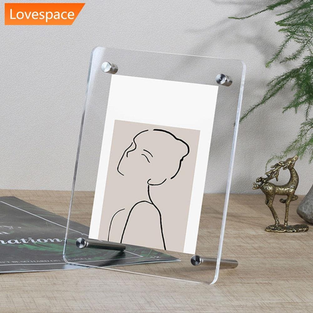 LS-STORE Moldura De Acrílico Clássico Inclinado Suporte De Exibição De Mesa 6 Polegadas 7 Dupla Face Transparente Crista