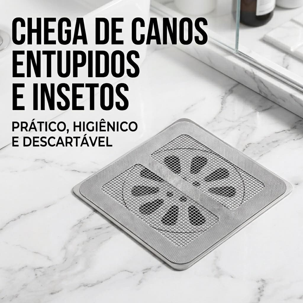 Kit 10 Telas Protetoras Para Ralo Adesivo Descartável Anti Insetos Cabelo Banheiro