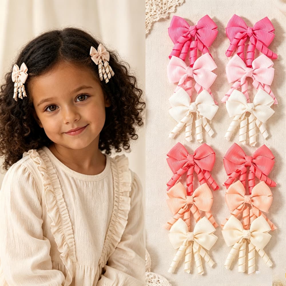 1 Lote De Grampos De Cabelo Infantis Com Laço Torcido , Clipes Laterais De Fita Delicada , Acessórios Para Meninas De Pr