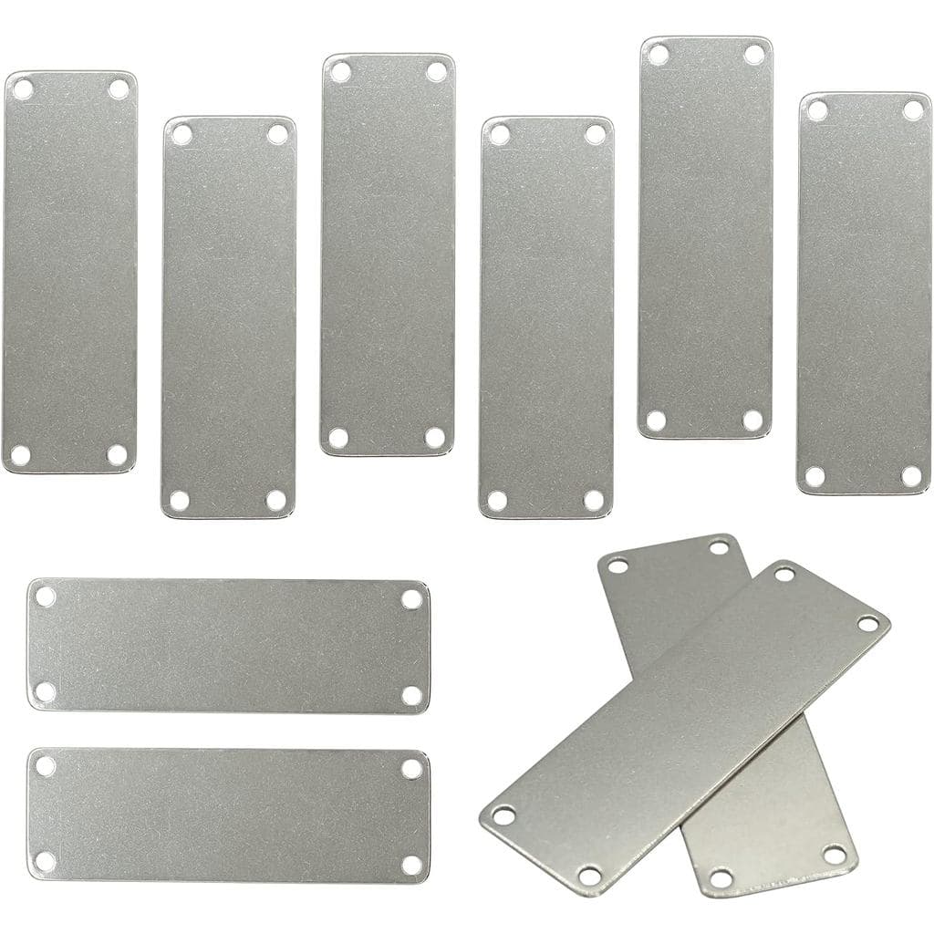 StayMax Etiquetas em Branco para Gravação em Aço Inoxidável 304, Retangulares, com 4 Furos, 1 polegada*3 polegadas, Paco