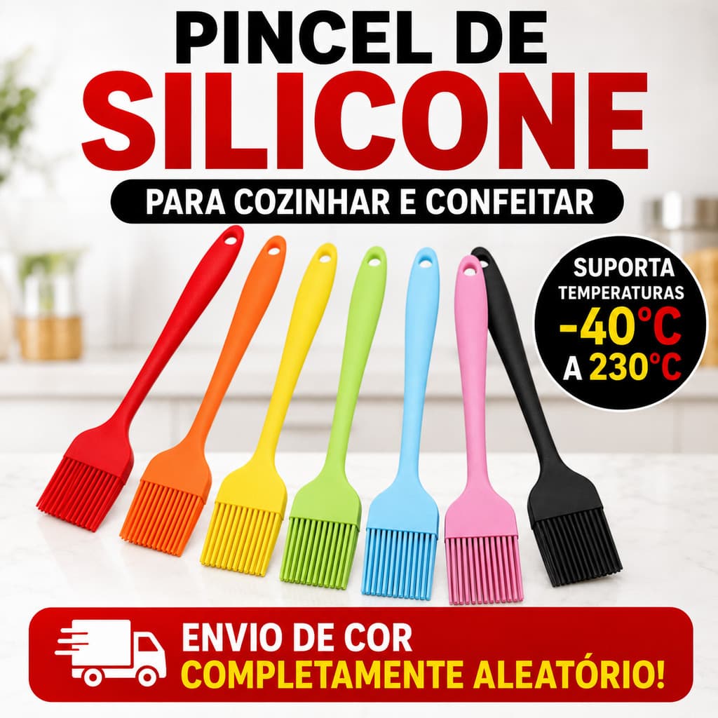 3 2 1 Pincel Culinário Silicone Cozinha 24cm Untar Forma Pincelar Kit Grau Alimentar