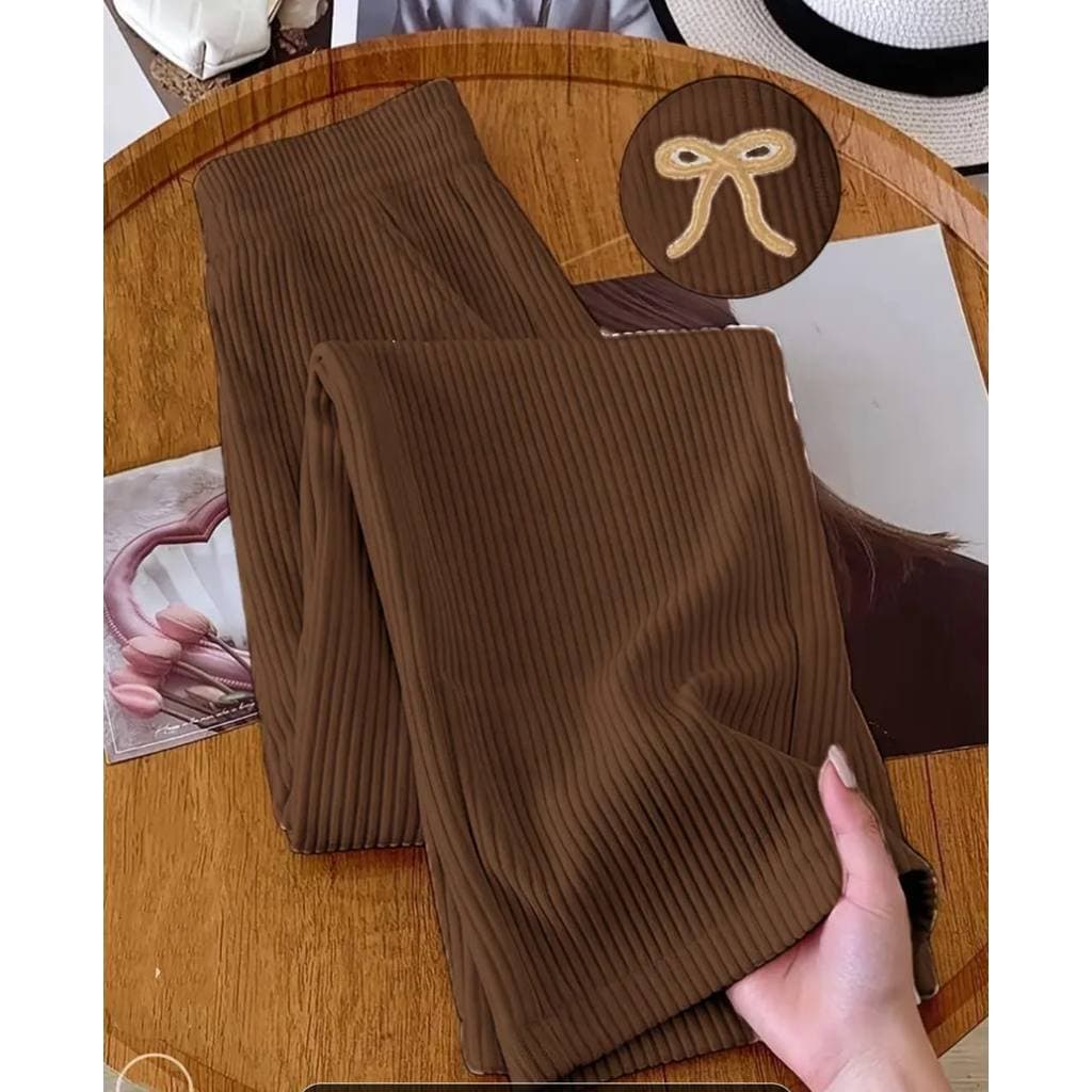 Calça Pantalona Feminina Tecido texturado Calça Gestante Cintura Alta Pantalona Elegante e versatil