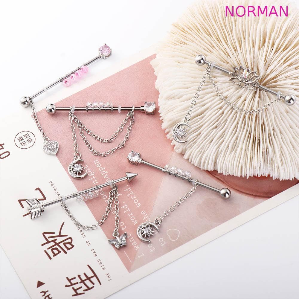 NORMAN Longo Orelha Parafuso Prisioneiro Seta Barbell Piercing Jóias Tragus Estilo Punk Meninas Coração Pingente Cartila