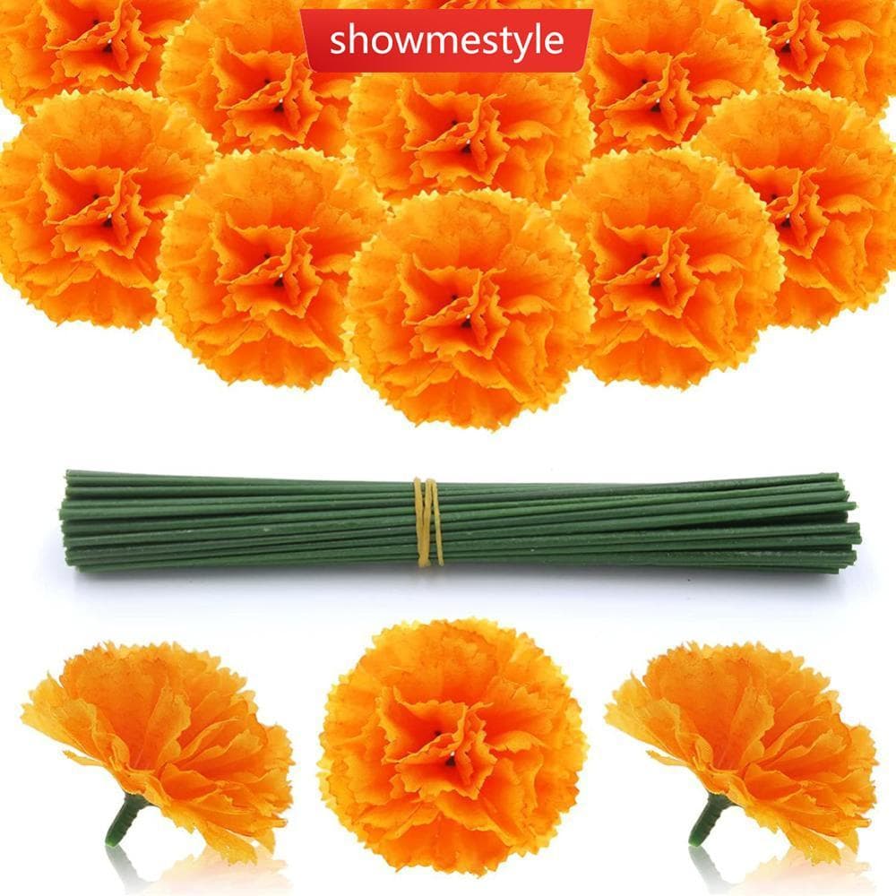 SMS 10 Peças De Flores Artificiais De Calêndula Com Hastes DIY Dia Dos Mortos Decoração Festa De Halloween Falsas De Sed