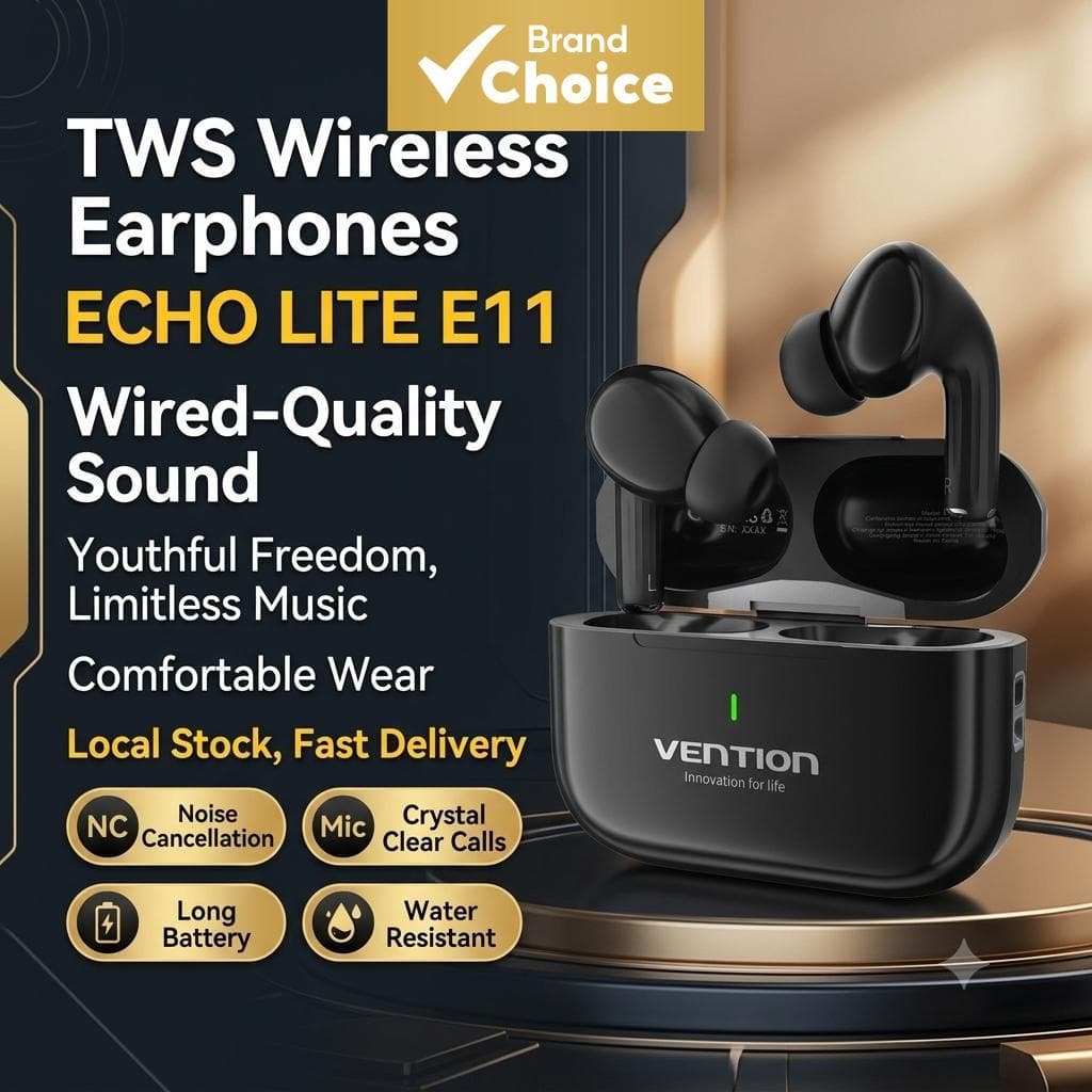 Fones de Ouvido Sem Fio Vention E11 PRO - Fones de Ouvido Bluetooth, Fones de Ouvido TWS, Cancelamento de Ruído, À Prova