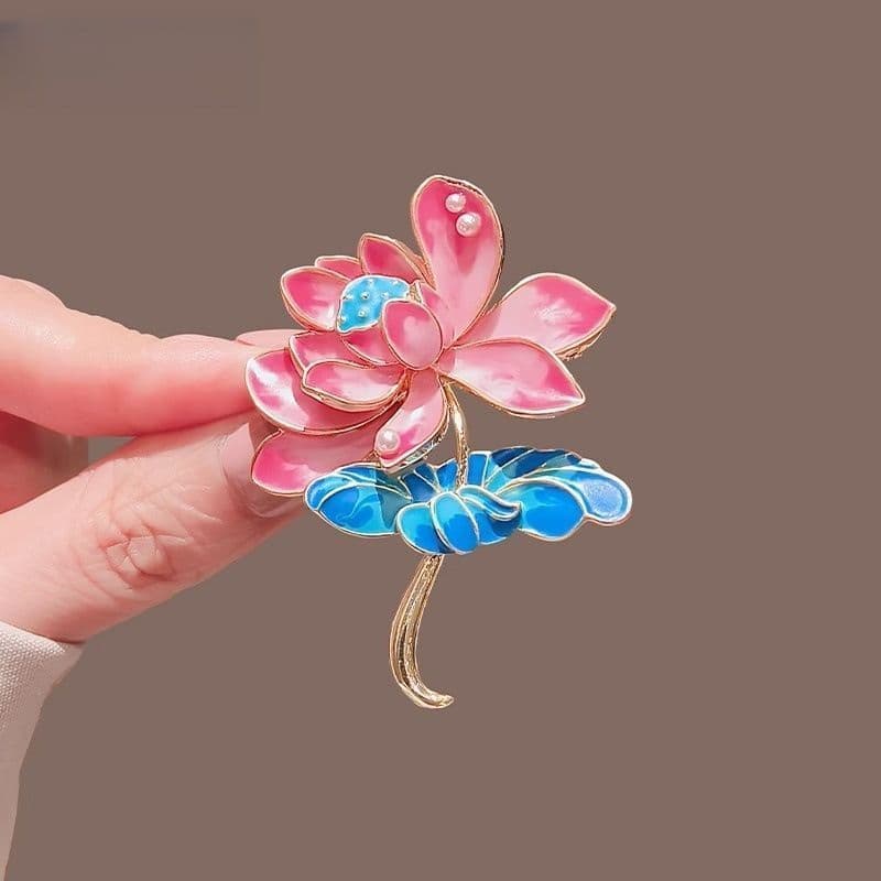 Broche de lótus esmaltado High-End elegante temperamento Individual broche de lótus Hanfu Cheongsam acessórios requintad