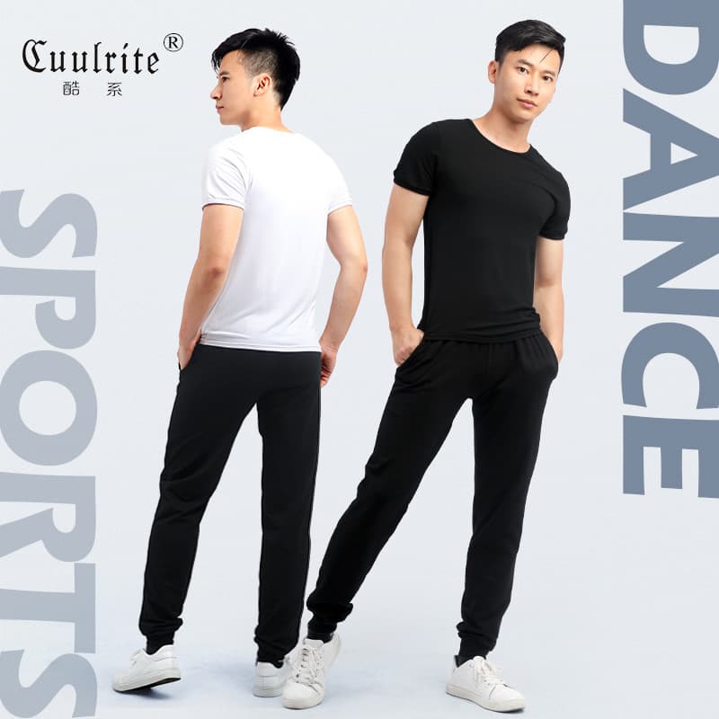 Roupas de prática de dança masculina Modal solta camiseta topo adulto moderno calças de dança terno Fitness Bodysuit