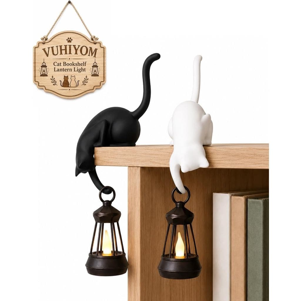 Luminária de Gato para Estante, Gancho Decorativo Suspenso para Prateleira, Gancho de Gato em Resina Impressa em 3D com