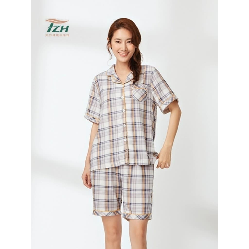 Tzh Tianzhu Shorts femininos de manga curta terno verão fino estampado pijama Loungewear camisola