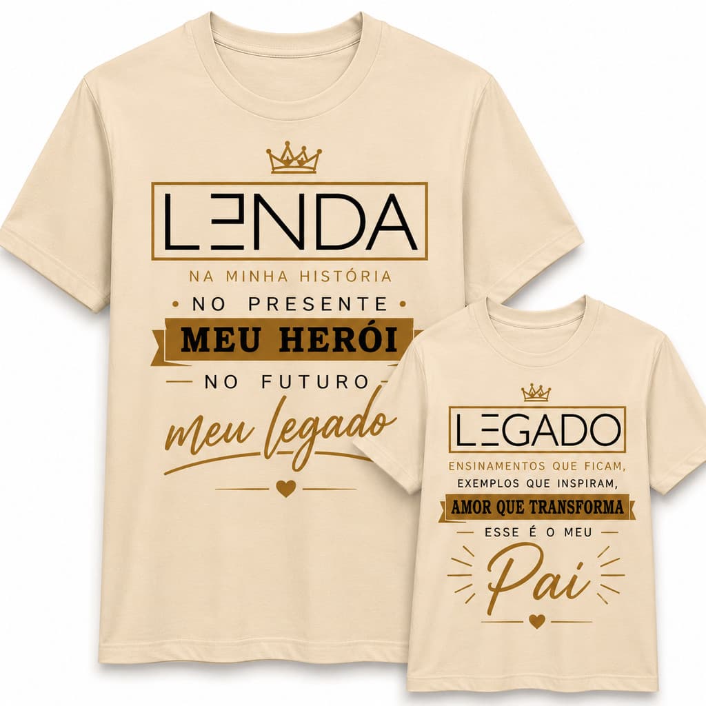 Kit Pai e Filho Camisetas Iguais Estampadas Presente Dia dos Pais