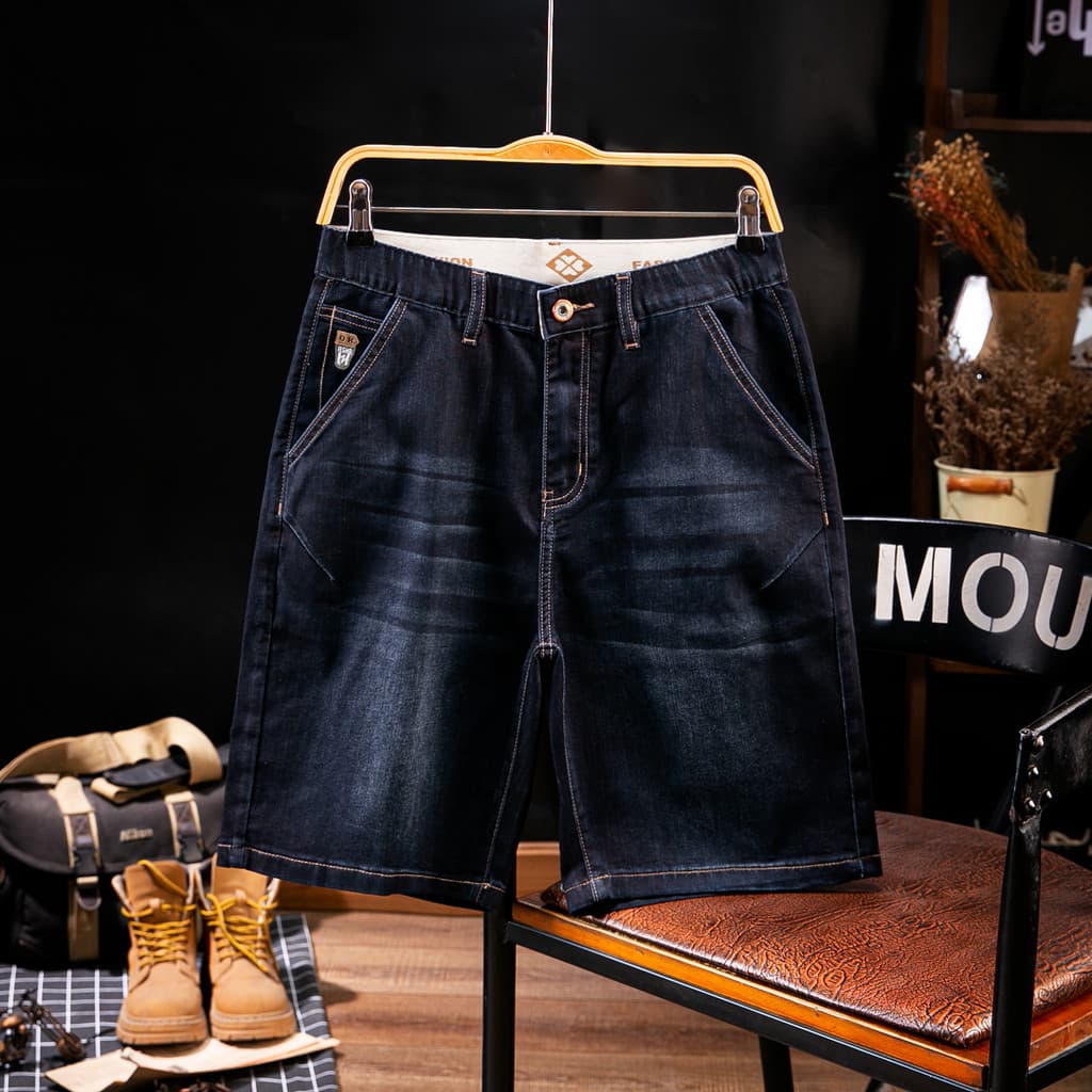 Moda Shorts gordos homens verão exterior Wear gelo seda Denim calças de 5 pontos masculino solto tamanho grande fino cal
