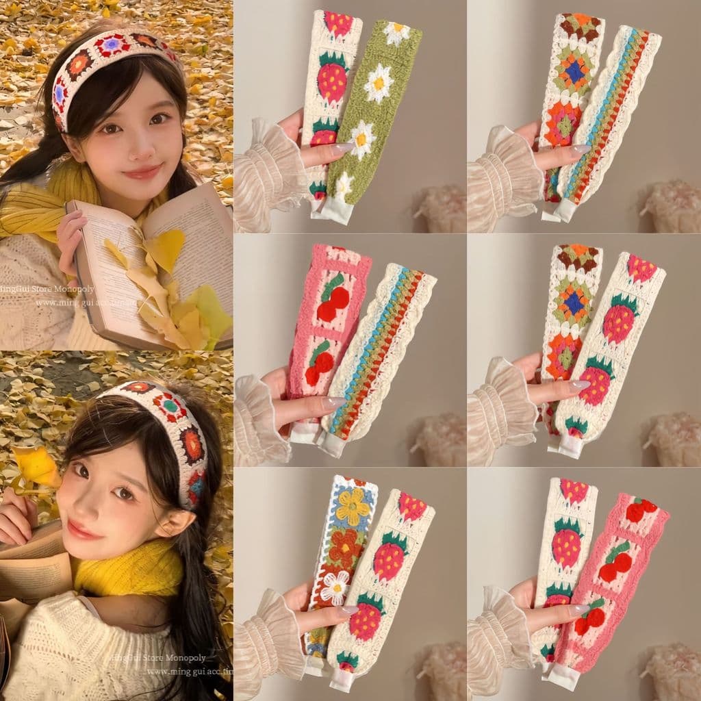 Presilha de cabelo floral adesiva, doce e fofa, presilha de franja de malha estilo coreano, acessório de cabelo mágico e