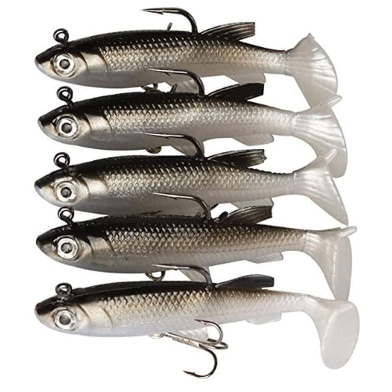 Kit 5 Iscas Artificiais de Pesca Soft Lure Silicone Swimbait para Peixes Predadores